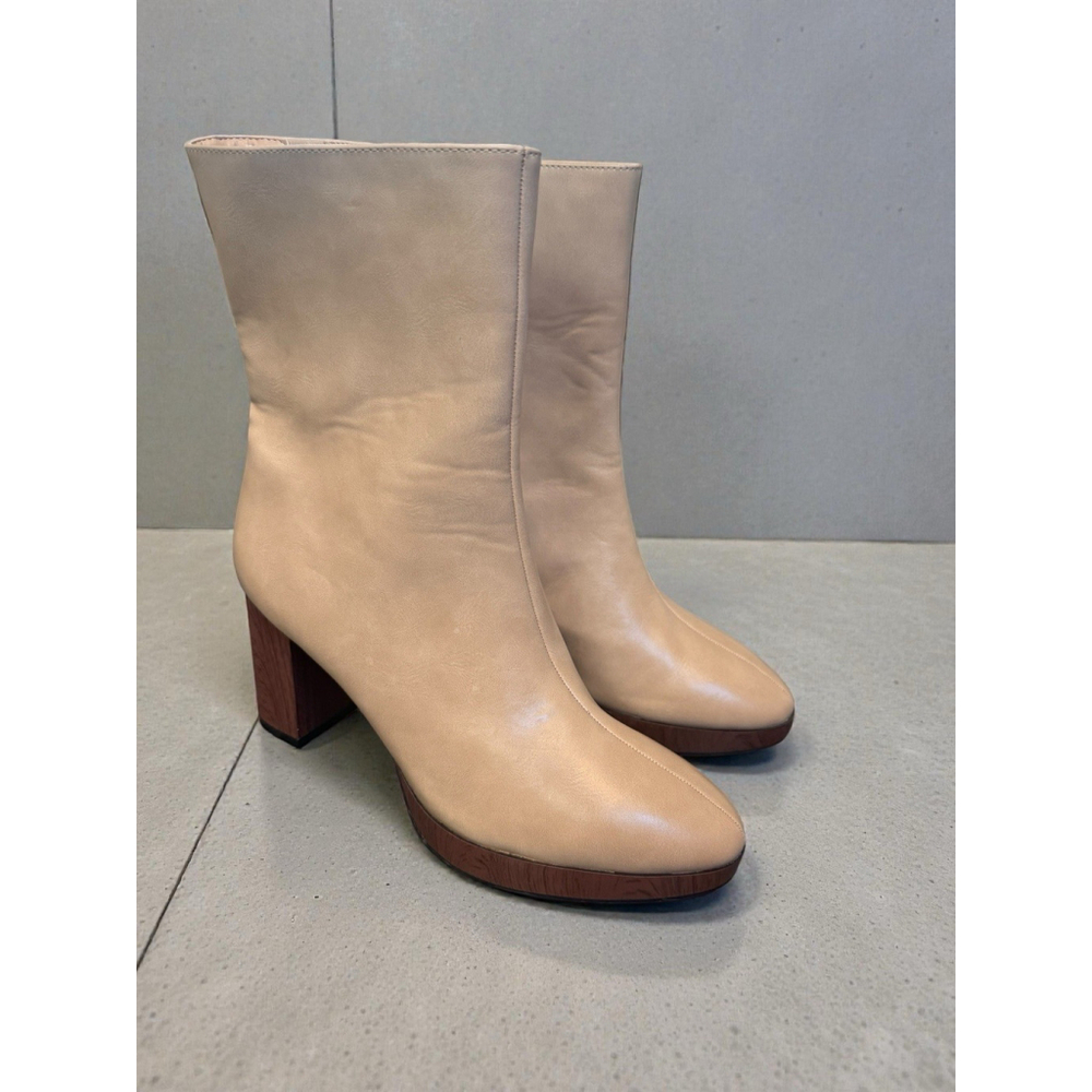 JOURNEE COLLECTION Romer Tru Comfort Platform Block Heel Booties Tan Size‎ 9.5